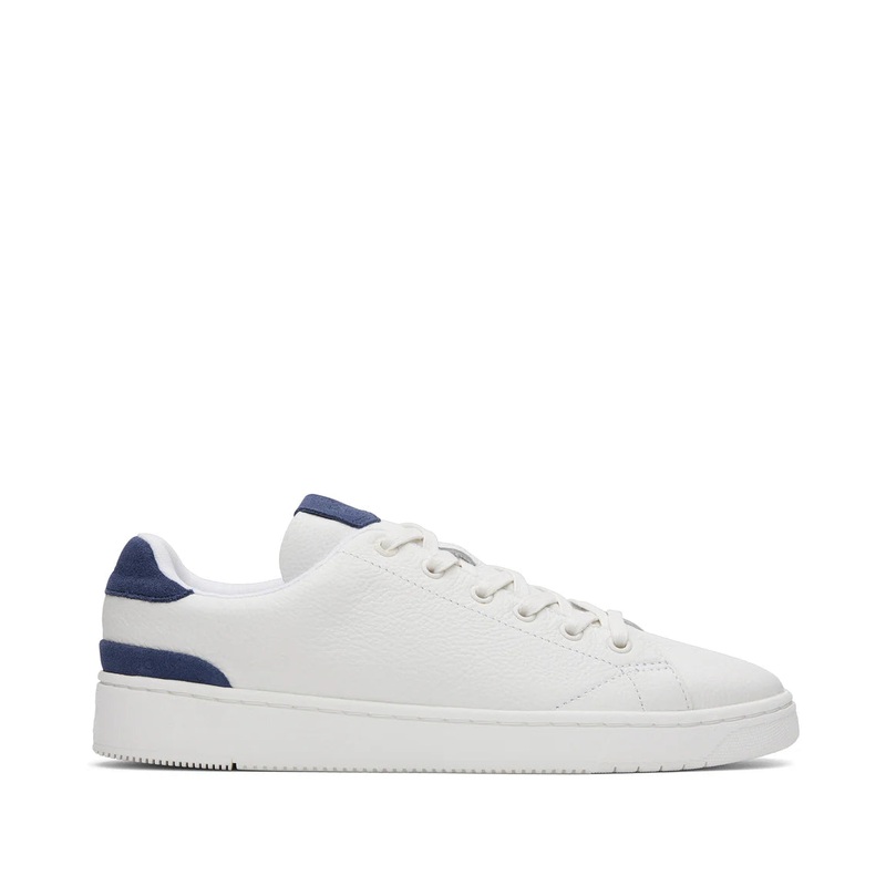 Men's TRVL LITE White and Blue Leather Lace-Up Sneaker 39