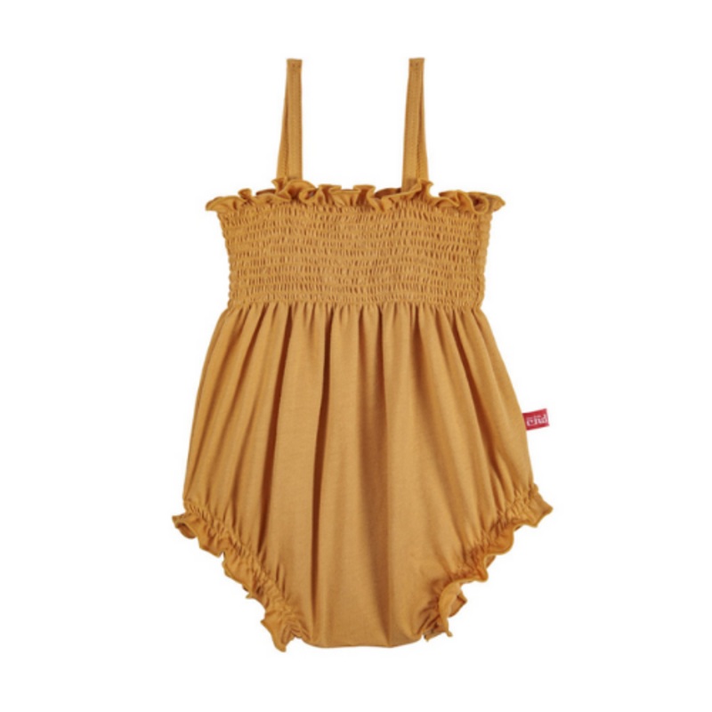 Smock romper - Mustard 6 m
