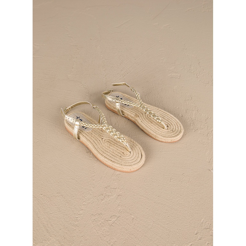 Women's Leather Braid Thong Sandals Canyon - Platinum 36