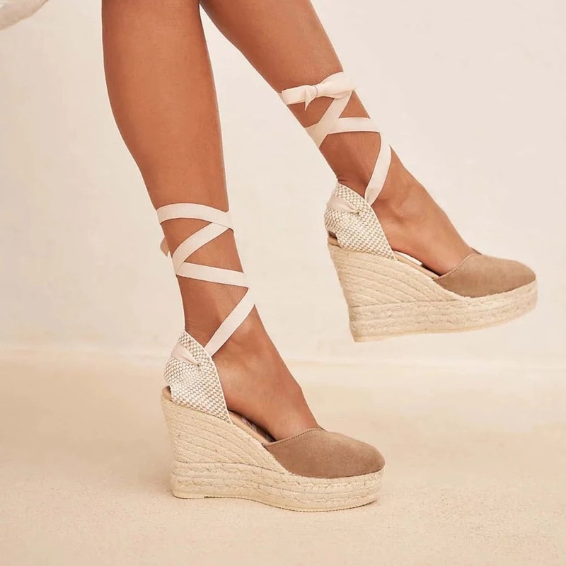 Women's Soft Suede Heart-Shaped Wedge Espadrilles Hamptons - Vintage Taupe 36