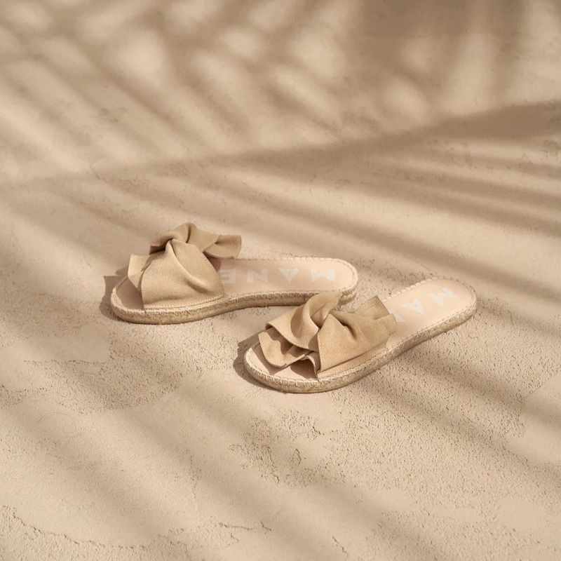 Women's Soft Suede Sandals with Knot Hamptons - Champagne Beige 40