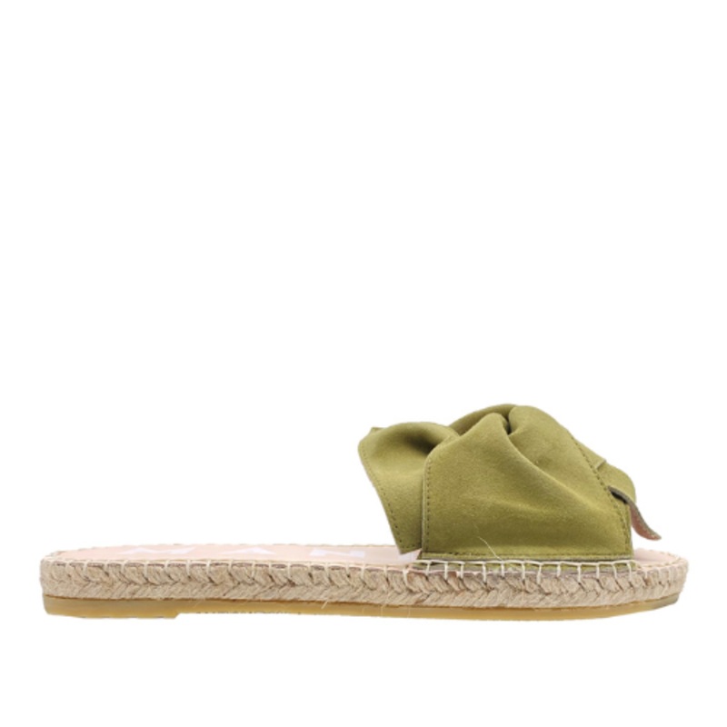 Women's Soft Suede Sandals with Knot Hamptons - Kaki Green 36