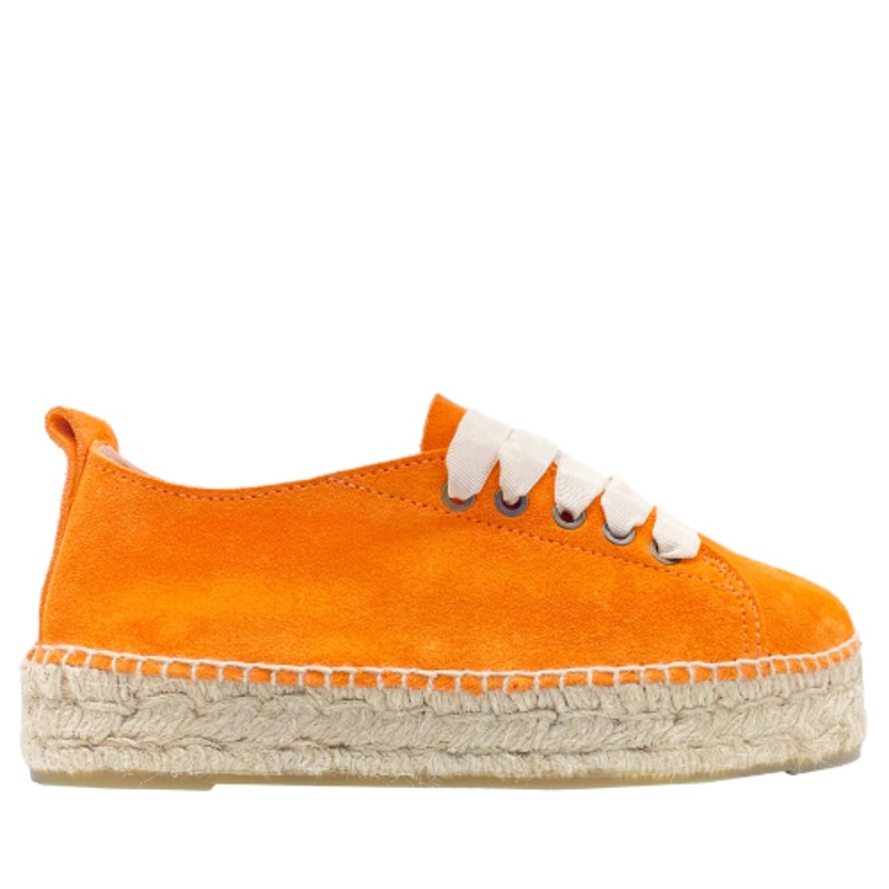 Women's Suede Lace-Up Espadrilles Hamptons - Sunset Orange 36