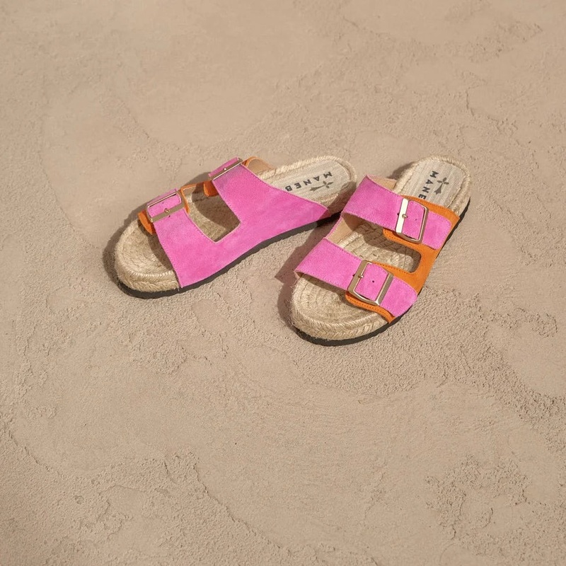 Women's Suede Nordic Sandals Venice - Bold Pink / Sunset Orange 36