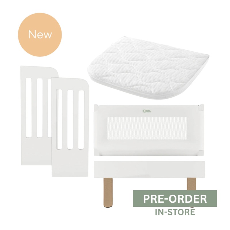 Serena Bedside Crib Add-On White with Natural Legs