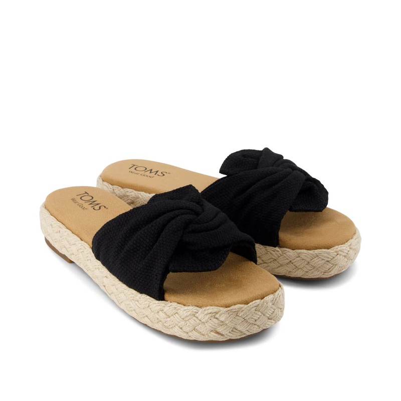 Women's Abby Slide Platform Knot Sandal - Black Beachside Woven 35.5
