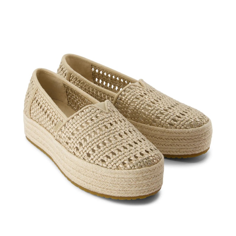Women's Valencia Platform Espadrille - Champagne Metallic Basket Weave 35.5
