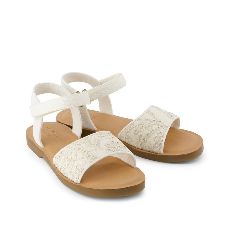 Youth Remi Ankle Strap Sandal - Egret Botanical Eyelet 30