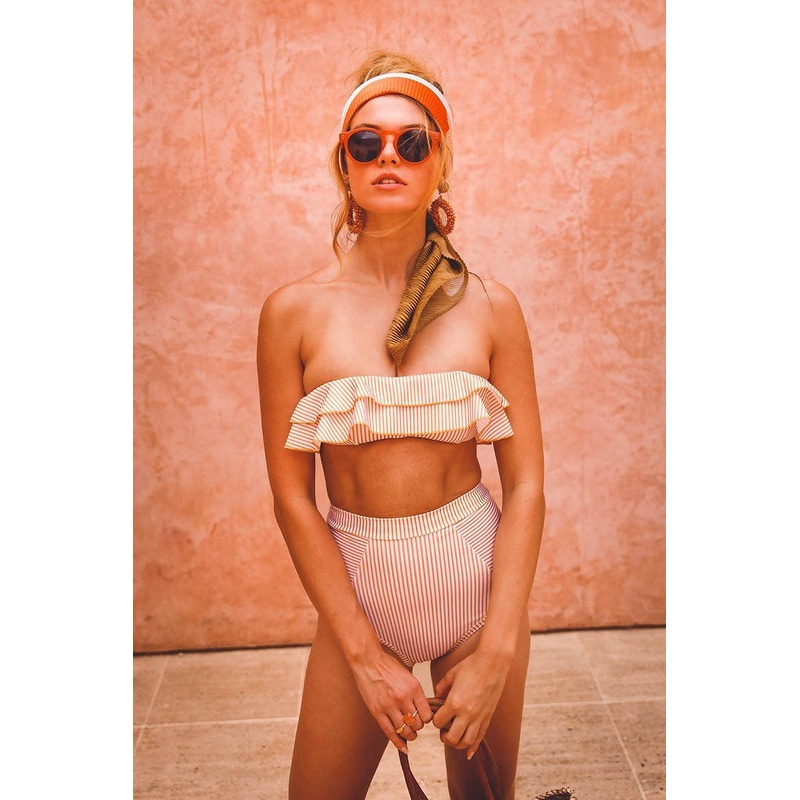 Perth Bandeau Bikini - Yellow & White XS