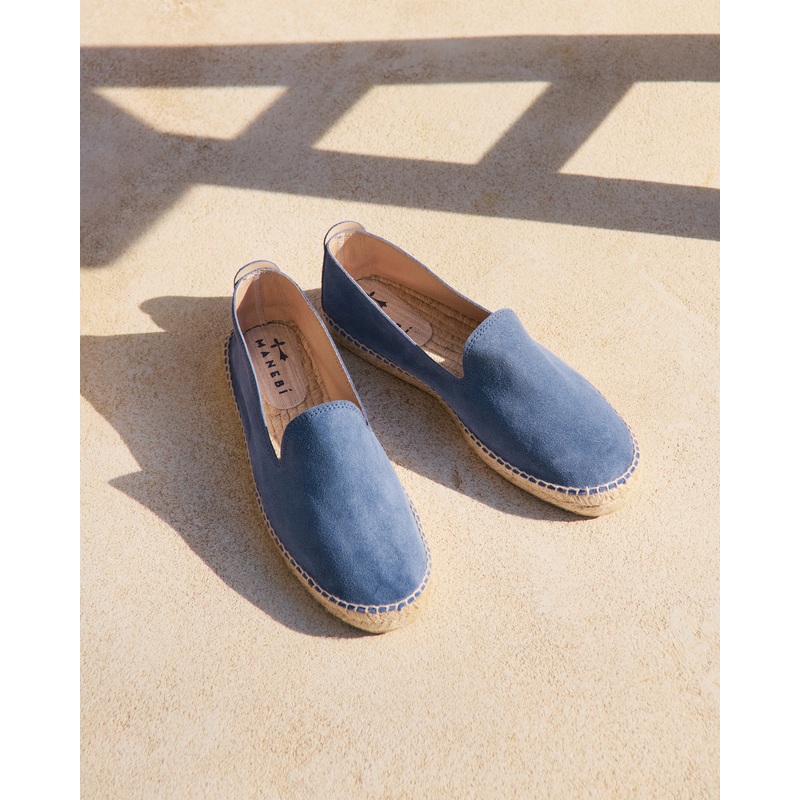 Men's Suede Flat Espadrilles - Indigo 40