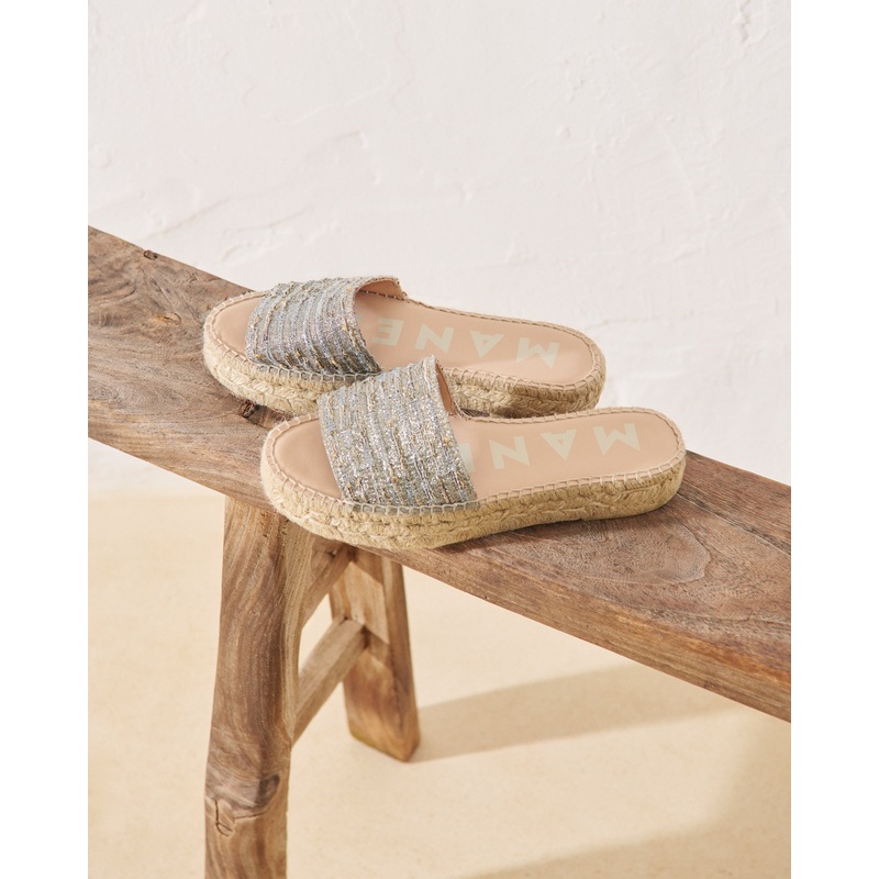Women's Lurex Cotton Blend Double Sole Slides - Gold 36