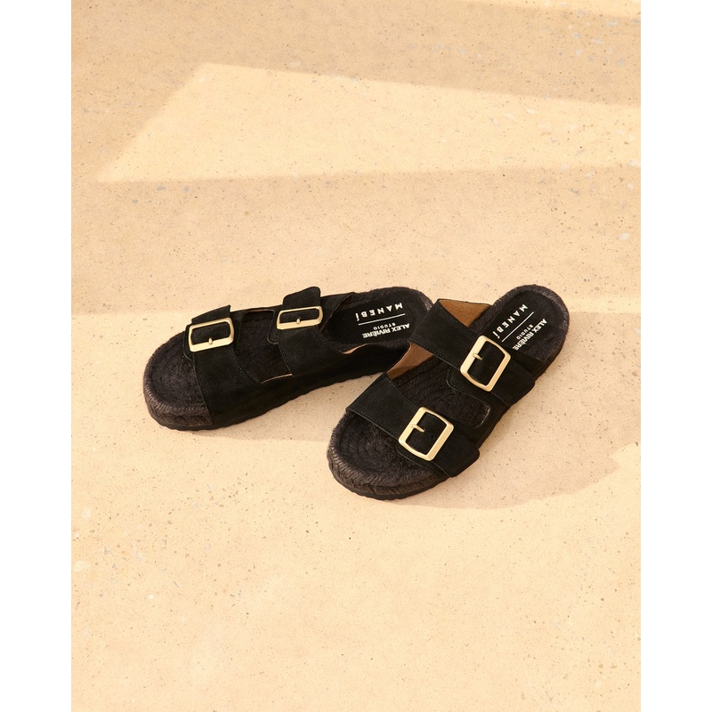 Women's Suede Nordic Sandals - Black 35