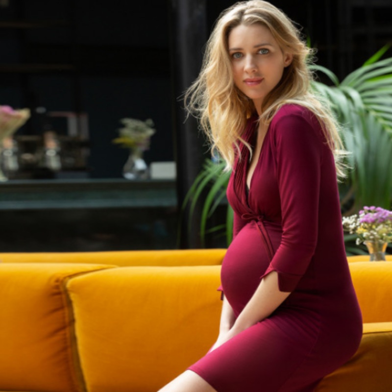 Maternity and nursing nightgown Milk  Burgundy XL
