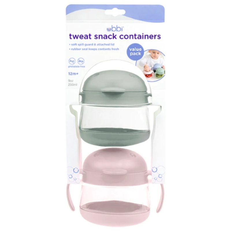 Tweat Snack Container, (Set of 2) Sage/Pink