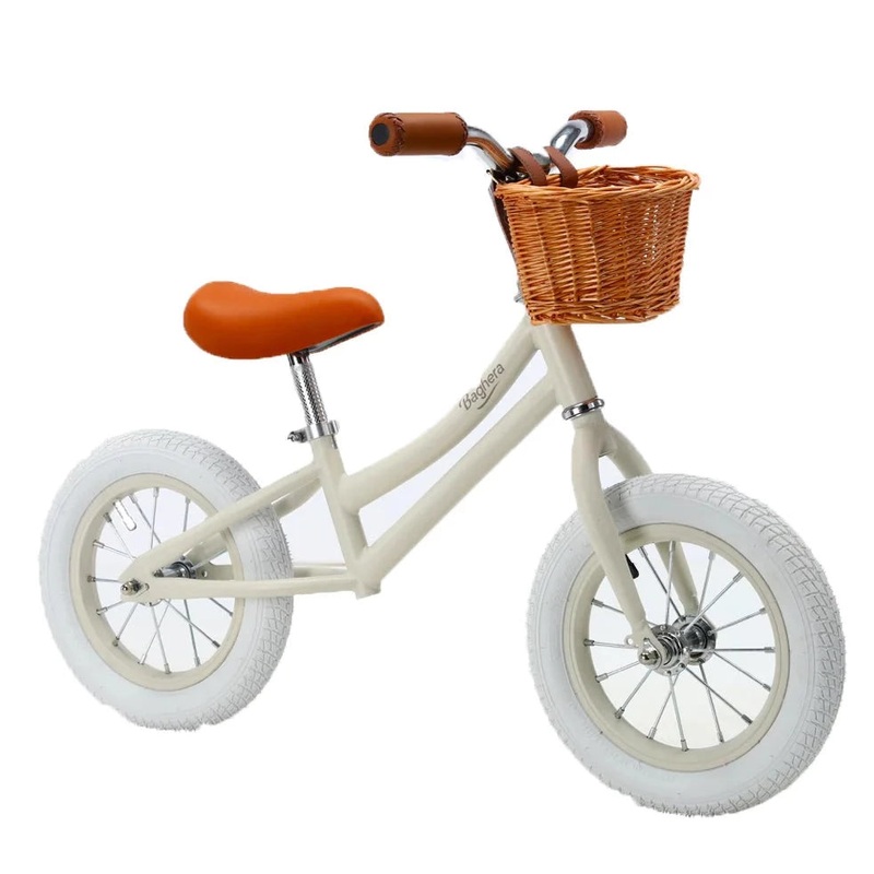 Ivory White Balance Bike with helmet