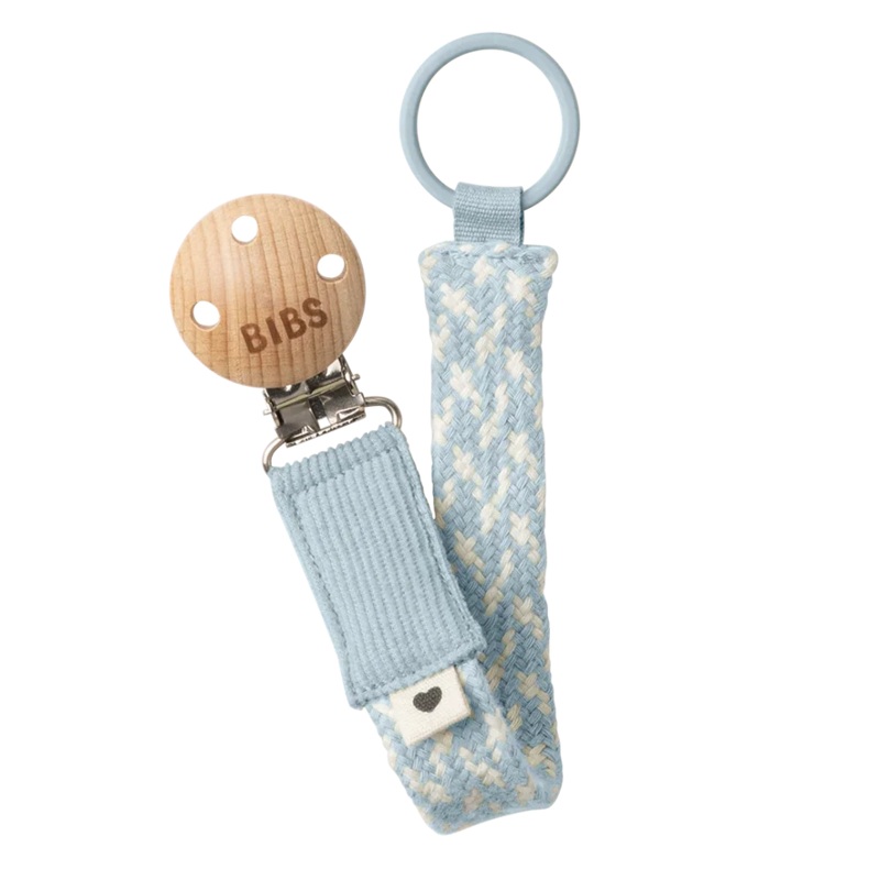 Pacifier Clips Baby Blue/Ivory