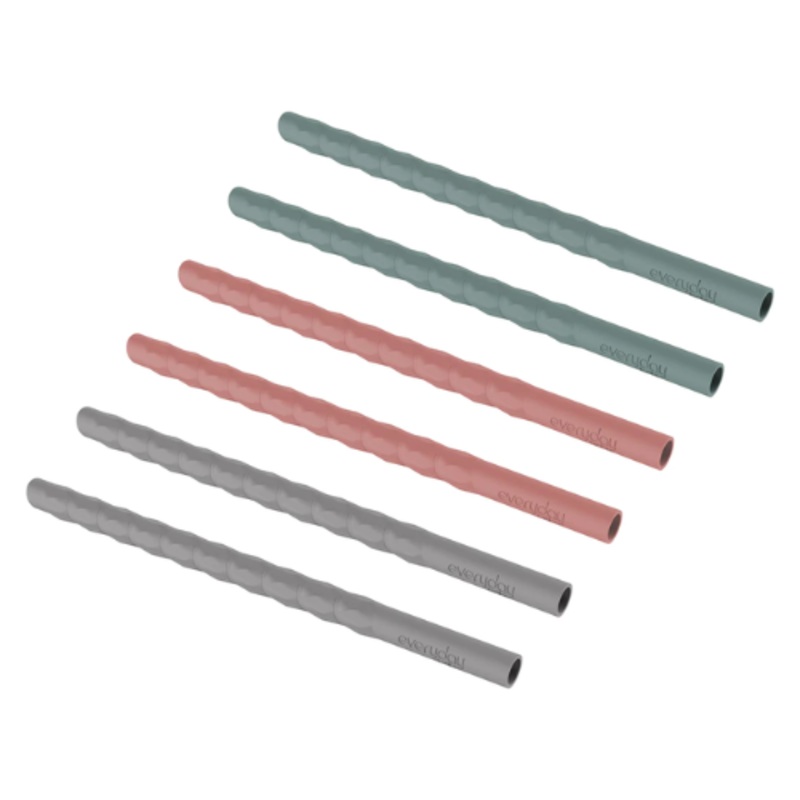 Silicone Straw 6-pack Mix Grey/Green/Red