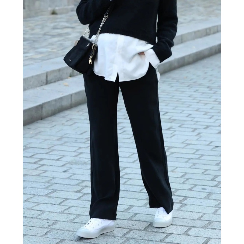 Betty maternity wide pants with removable straps black S