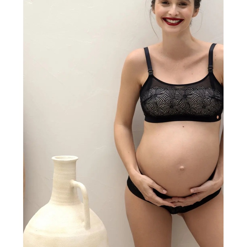 DAHLIA non-wired pregnancy and nursing bra Black S