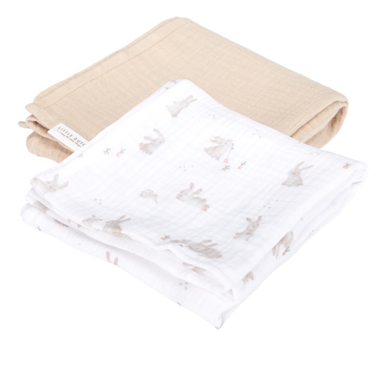 Muslin Swaddles 70 x 70 Beige/Baby Bunny