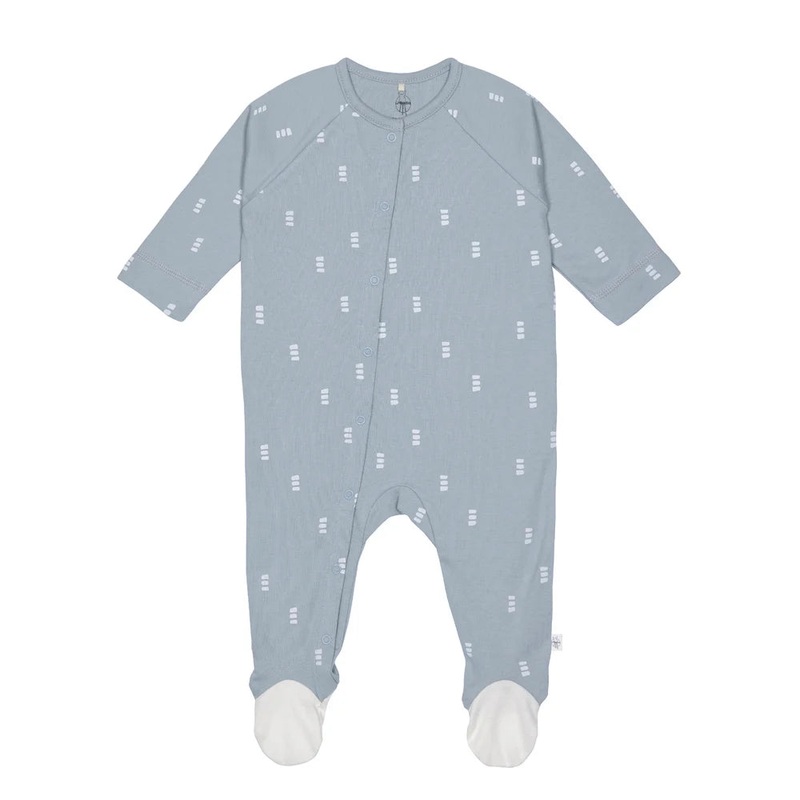 Pyjama with feet GOTS, Blocks light blue 50/56 0-2m