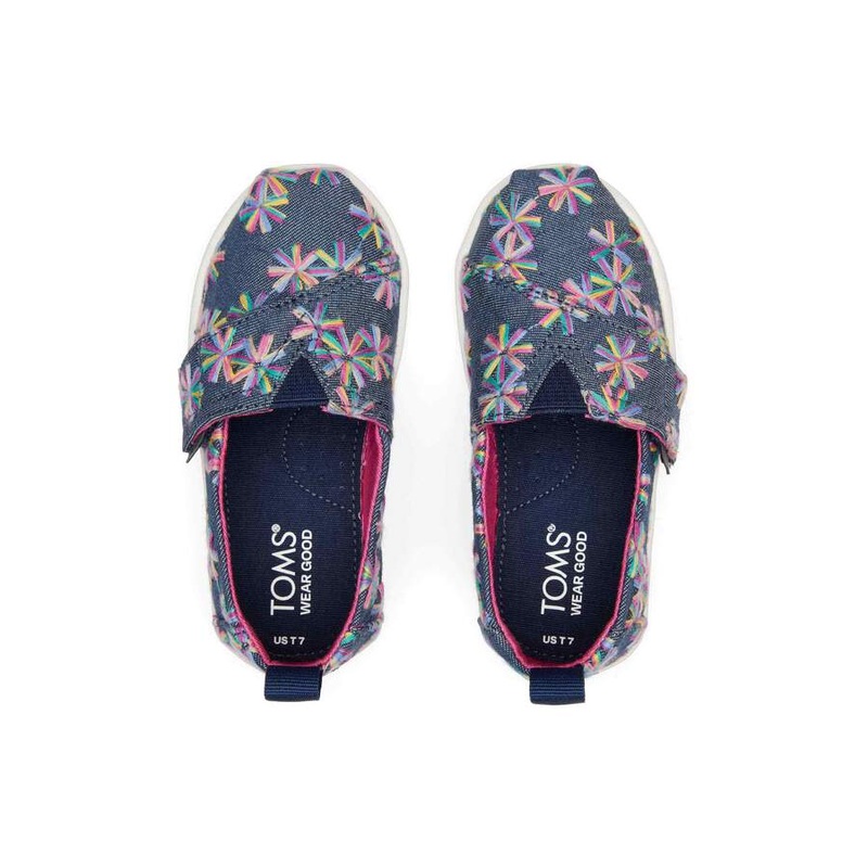 Tiny Alpargata Navy Embroidered Floral 19.5