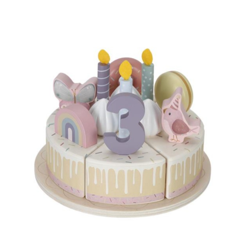 Wooden birthday cake Pink - 26-pcs