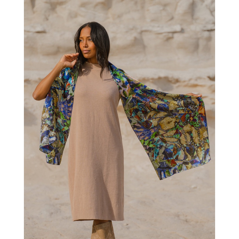 Duas Silk Satin Shawl