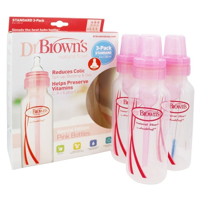 Dr. Brown's Natural Flow 3-Pack 8oz Reduce Colic Bottle - Pink