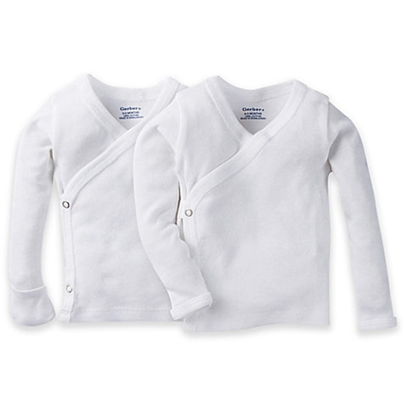 Gerber Snap Side Shirt 2-Pack, 0-3 Months Newborn