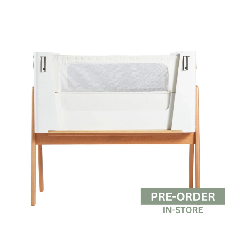 Hera Bedside Crib with Mattress Natural & Walnut