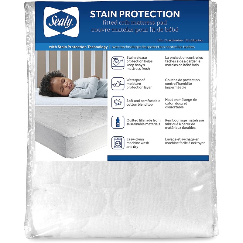 Kolcraft Sealy Stain Protection Crib Mattress Pad Cover