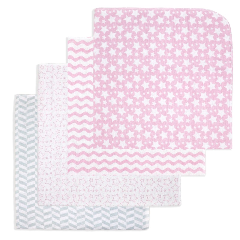 Rose Textiles Receiving Blanket 4-Pack - Pink