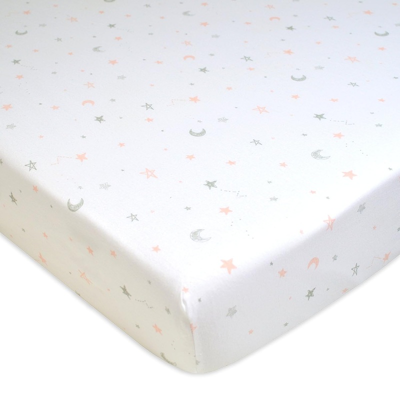 American Baby Printed Jersey Crib Sheets - Pink Stars & Moon