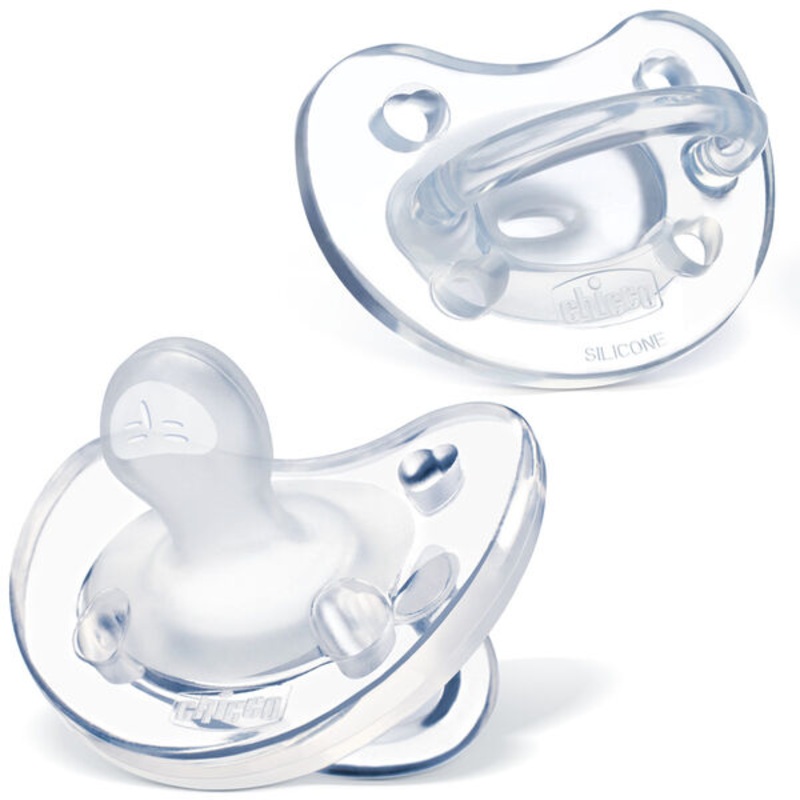Chicco PhysioForm Silicone One-Piece Orthodontic Pacifier 6-12 Months, 2 Pack Pink