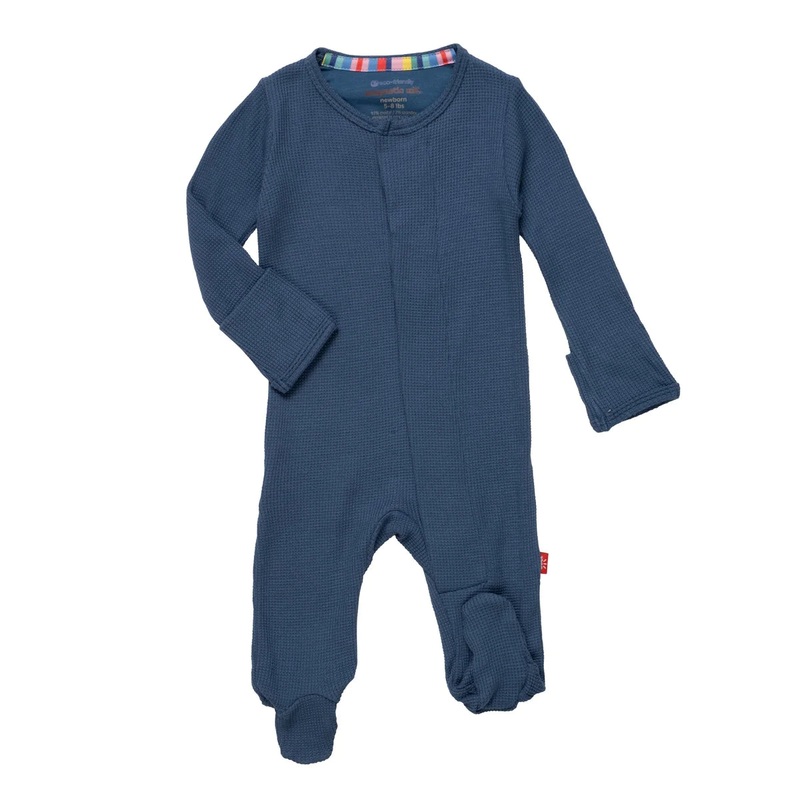 Magnetic Me Boy Dark Blue Waffle Footie Newborn