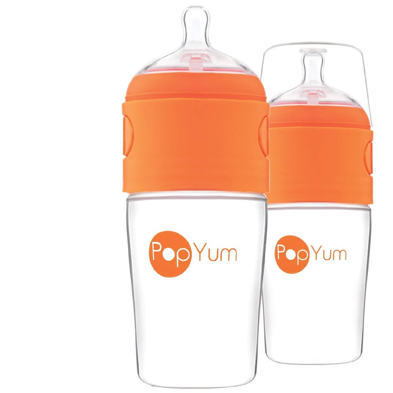 PopYum 9oz Anti-Colic Baby Bottle, 2-Pack Orange