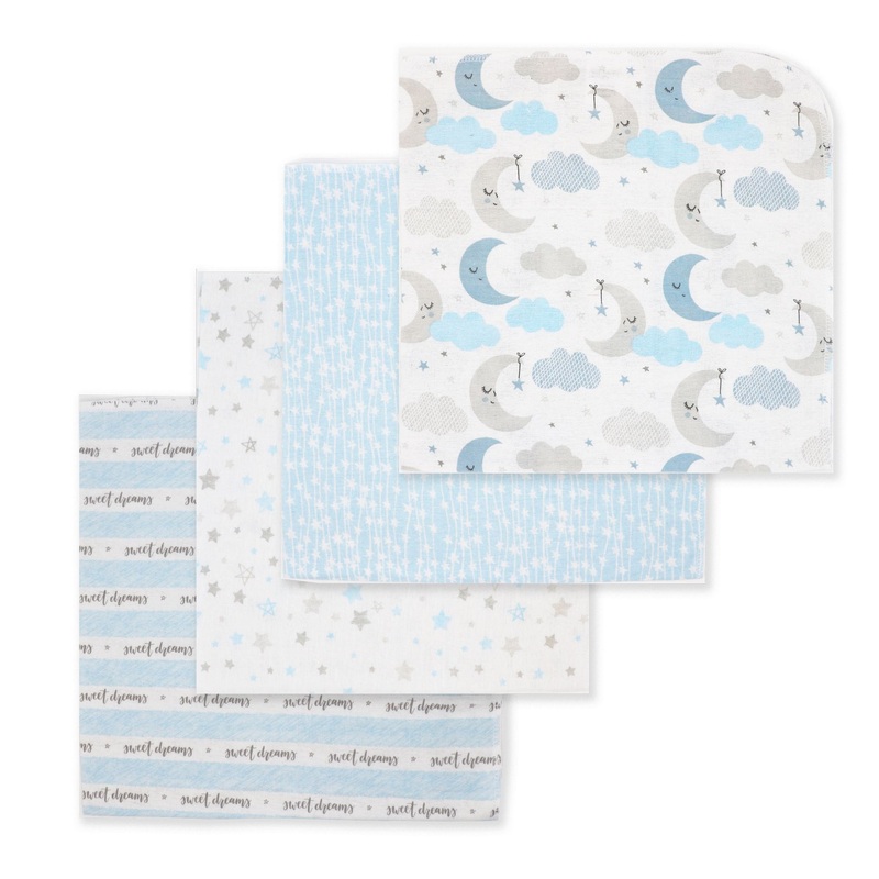 Rose Textiles 4-Pack Receiving Blanket  Blue Sweet Dreams