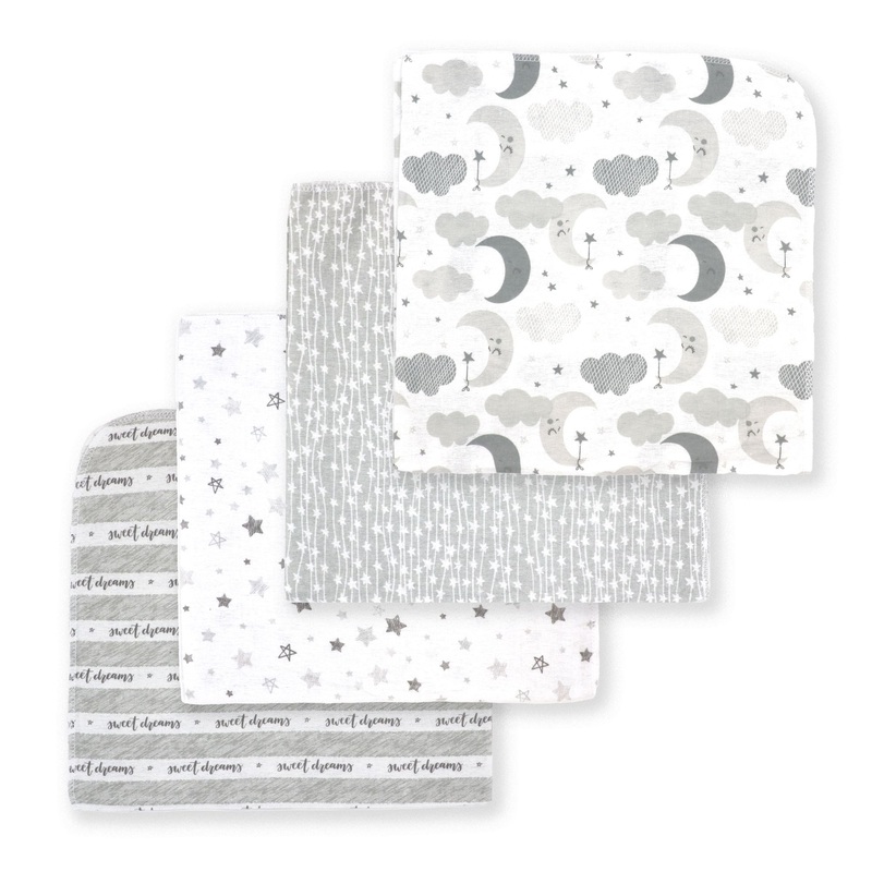 Rose Textiles 4-Pack Receiving Blanket  Grey Sweet Dreams
