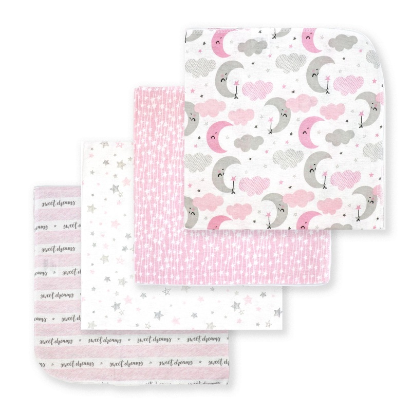 Rose Textiles 4-Pack Receiving Blanket  Pink Sweet Dreams
