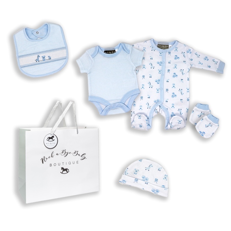 Rose Textiles Boys 5-Piece Take Me Home Mesh Bag Set New Born
