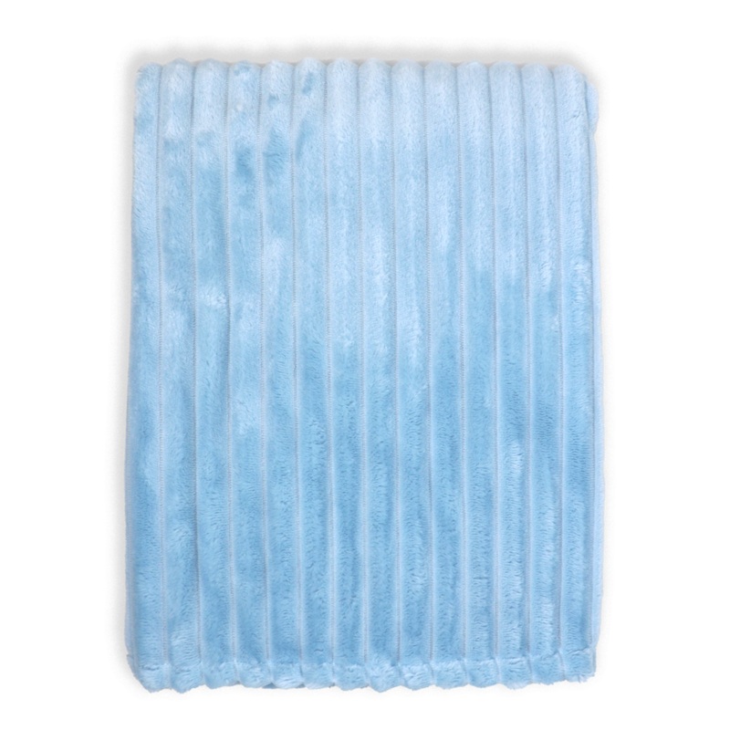 Rose Textiles Striped Plush Blanket - Blue