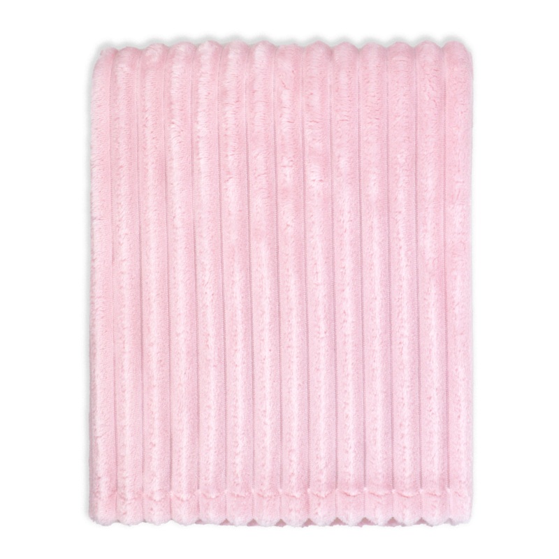 Rose Textiles Striped Plush Blanket - Pink