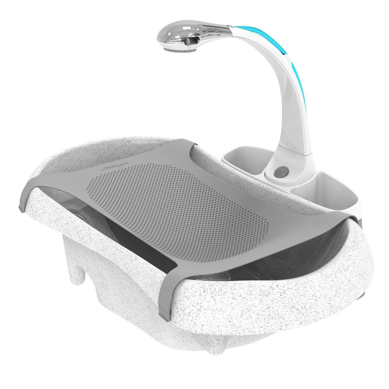 The First Years Rain Shower Baby Bathtub with Soothing Spray Showerhead