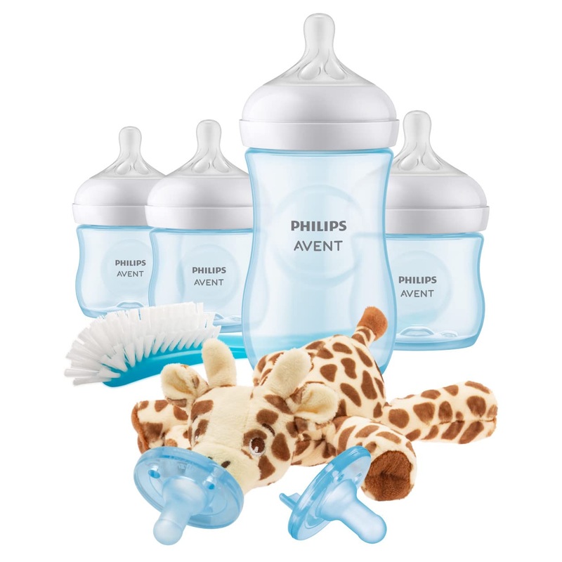 Avent Natural Baby Bottle With Natural Response Nipple - Blue Baby Gift Set With Snuggle