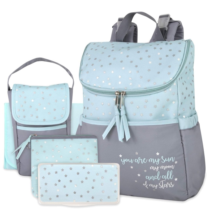 Baby Essentials Diaper Backpack 5 in 1 Aqua-Grey