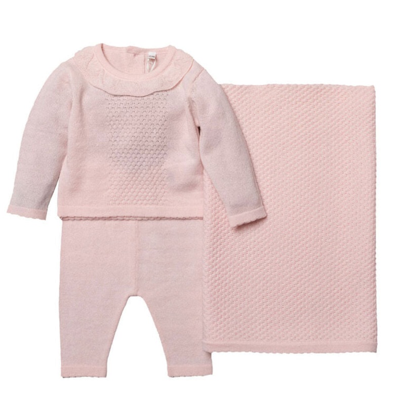 Rock A Bye Baby 3-Pieces Knitted Sweater Set, Pink 0-3 Months
