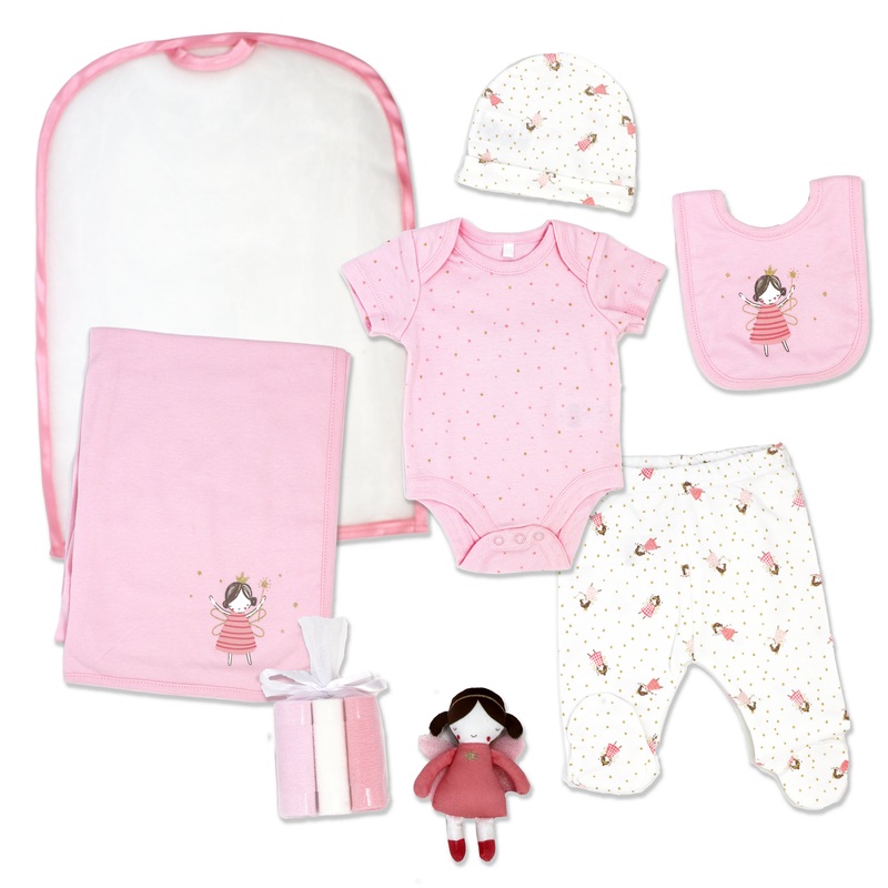 Rose Textiles Fairy Girl 10-Piece Take Me Home Mesh Bag Set New Born