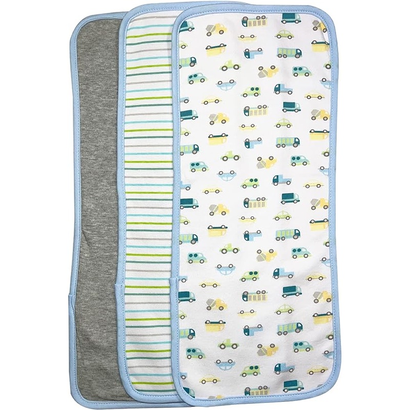 Spasilk 3 Pack Burp Cloths - Blue Cars