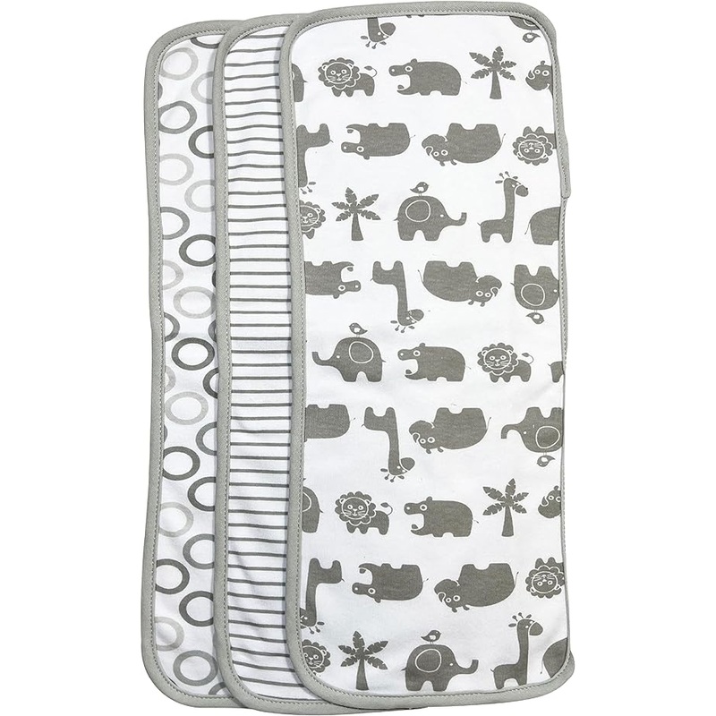 Spasilk 3 Pack Burp Cloths - Grey Animals